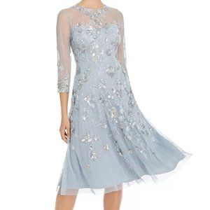 EUC Adrianna Papell Embellished Cocktail Dress, Size 18, in Blue Heather Color